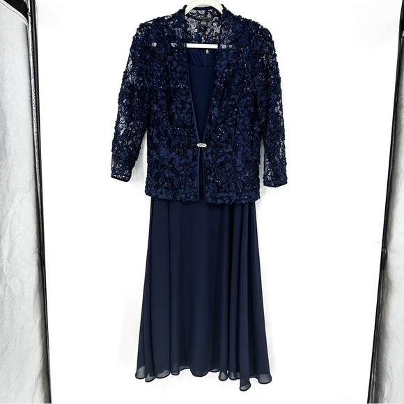 Jessica Howard Navy Formal Dress and Jacket Size 12 - Picture 1 of 5